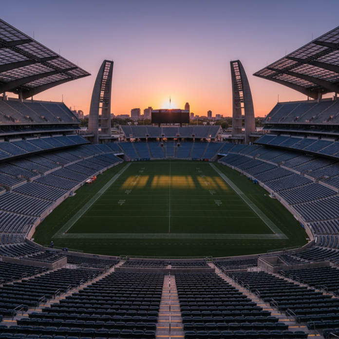 A imagem mostra o logotipo da Federação Paulista de Futebol (FPF) em destaque, com um fundo desfocado de um campo de futebol, simbolizando a entidade e o impacto da notícia.