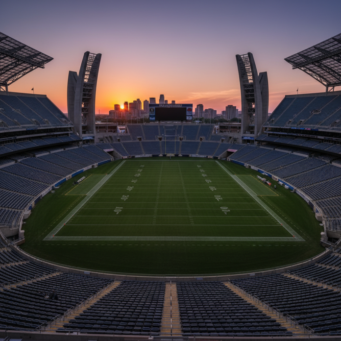Imagem de uma balança da justiça sobre um campo de futebol, simbolizando a busca por equidade e o combate ao racismo no esporte.