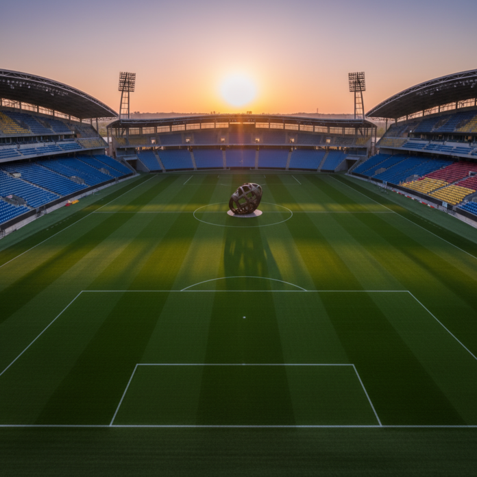 Carlo Ancelotti, técnico da Seleção Brasileira, em coletiva de imprensa com microfones ao fundo.